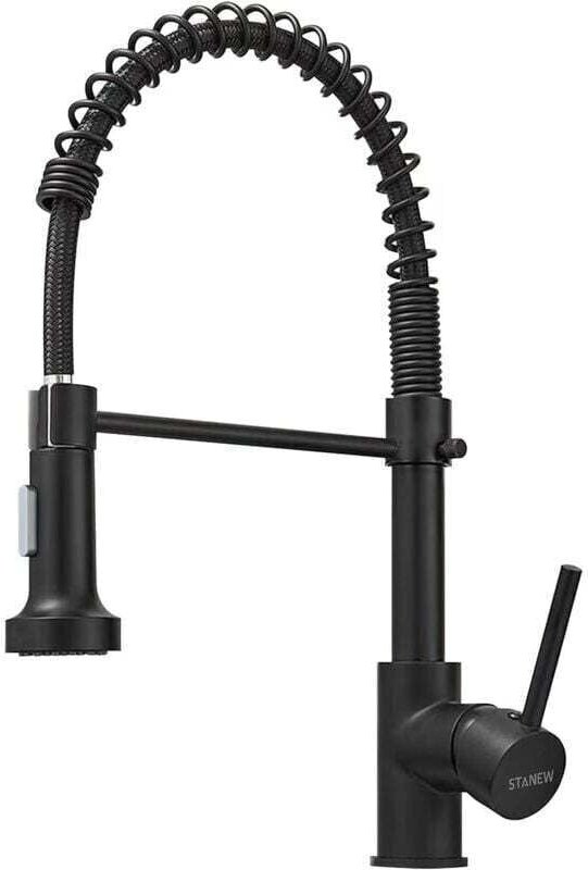 Robinet Cuisine avec Douchette Pivotant à 360° Robinet Cuisine à Ressort 2 Modes de Pulvérisation.(Noir, Large)