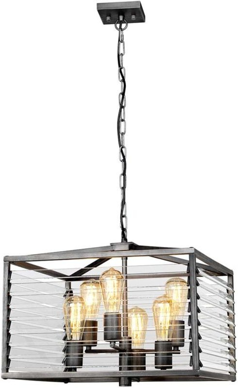 Hängeleuchte Deckenleuchte Pendellampe Esszimmerlampe Stahl Glas h 40,2 cm