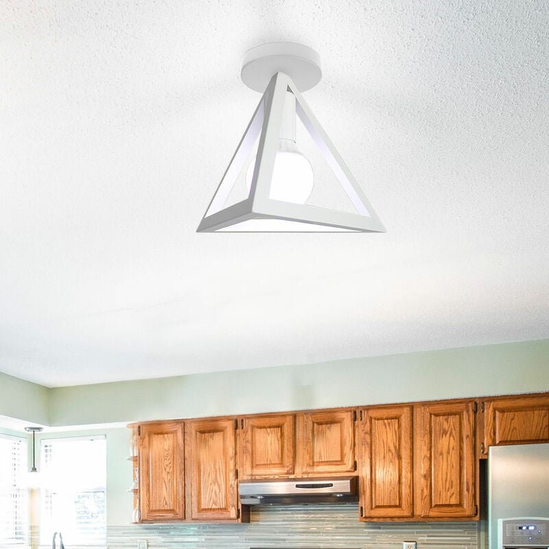 Axhup - Deckenleuchte Vintage Deckenlampe mit Käfig Antik Semi-Flush Mount Dreieck Form Licht E27 Lampenfassung für Essz...
