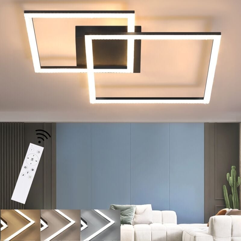 Deckenlampe led Deckenleuchte Wohnzimmer - Wohnzimmerlampe Dimmbar Küchenlampe 54W Schwarz Schlafzimmerlampe Modern Desi...