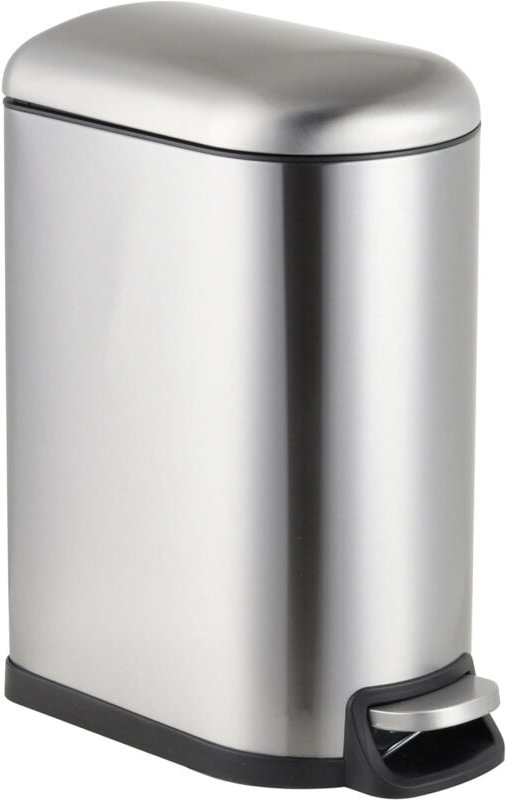 Relaxdays Mülleimer, 10 Liter, Absenkautomatik, entnehmbarer Inneneimer, Kosmetikeimer mit Deckel, Badeimer, silber