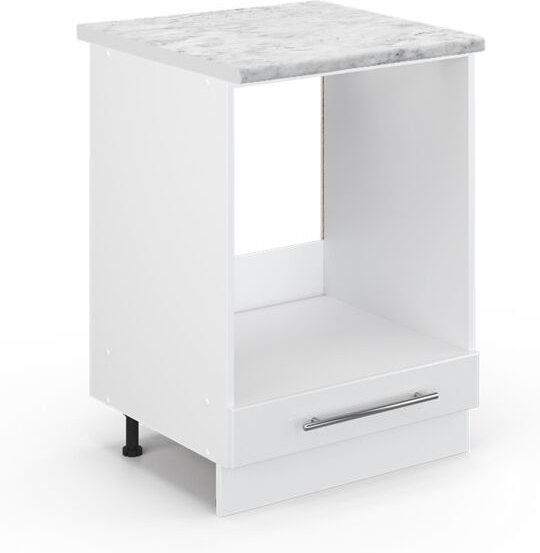 Vicco - Herdumbauschrank Fame-Line, Weiß Hochglanz, 60 cm , ap Marmor