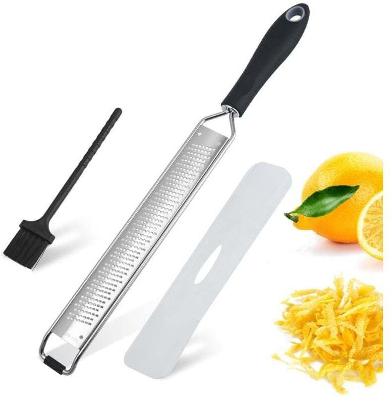 Reibe und Zestenreißer aus Edelstahl für Zitronen, Zitrusfrüchte und Käse – ergonomisch und rutschfest – multifunktional...