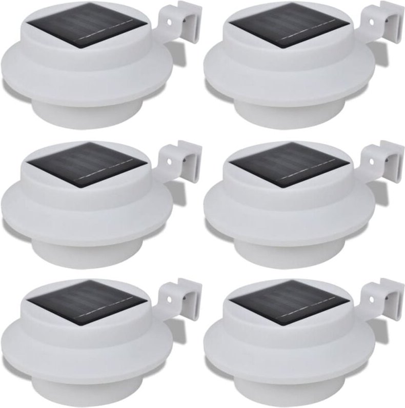 6x Außenlampe Sonnenlichtset Zaunlicht Dachrinne-Licht weiß Vidaxl