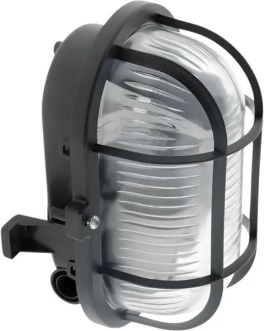 Zenitech - Ovale Außenbeleuchtungsluke IP44 als Wandleuchte mit Gitter, schwarz