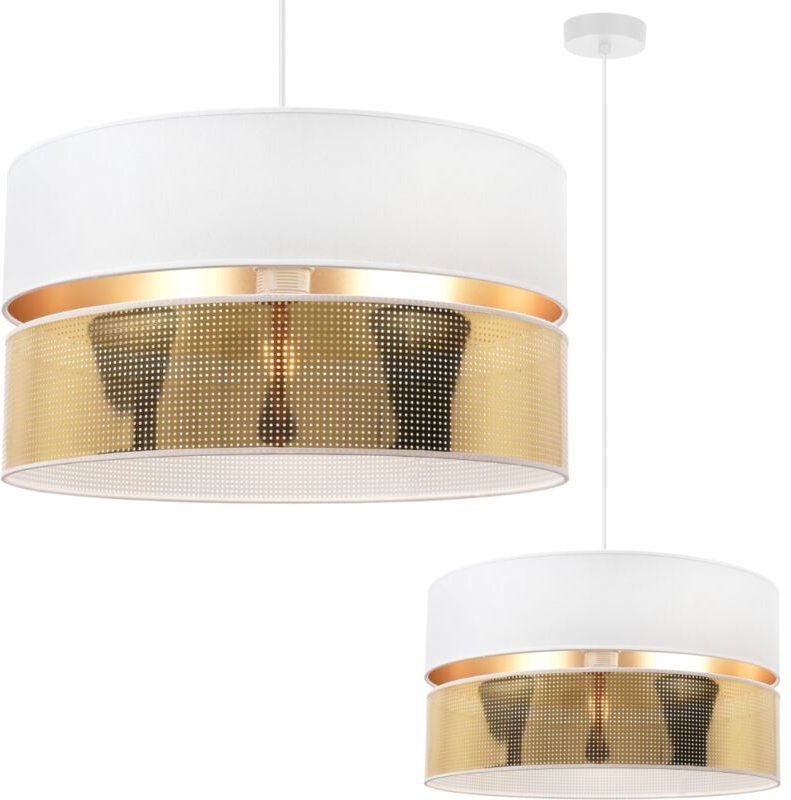 Asti Duo Hängelampe Weiss 1 Flacher Weisser Goldener Lampenschirm Ts 40cm