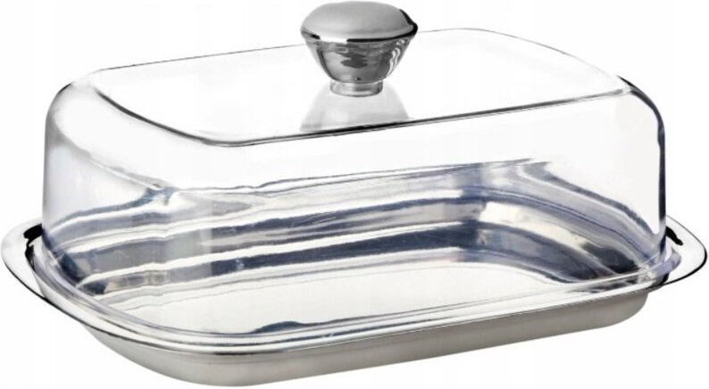 Transparente Butterdose aus Edelstahl mit Deckel 15,5x11,5 cm