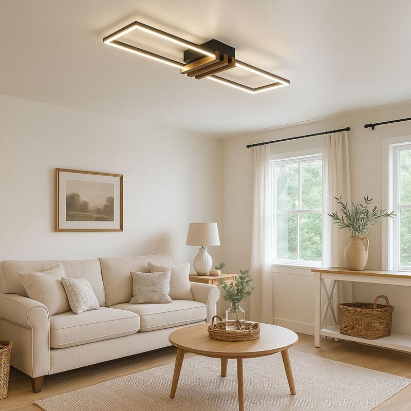 Globo Lighting - Deckenlampe Holzoptik Wohnzimmerlampe led Deckenleuchte Designlampe Schlafzimmerlampe, 20W 1000lm warmw...