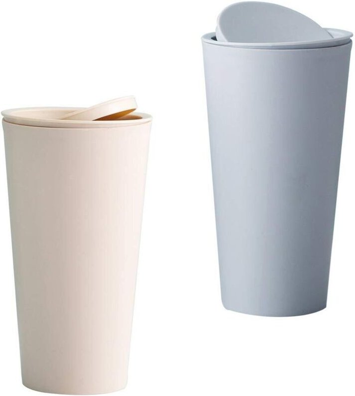 CCYKXA 2-teiliger Auto-Mülleimer, Auto-Mülleimer mit Deckel, tragbarer, wasserdichter Mini-Kunststoffeimer, für Autoinne...