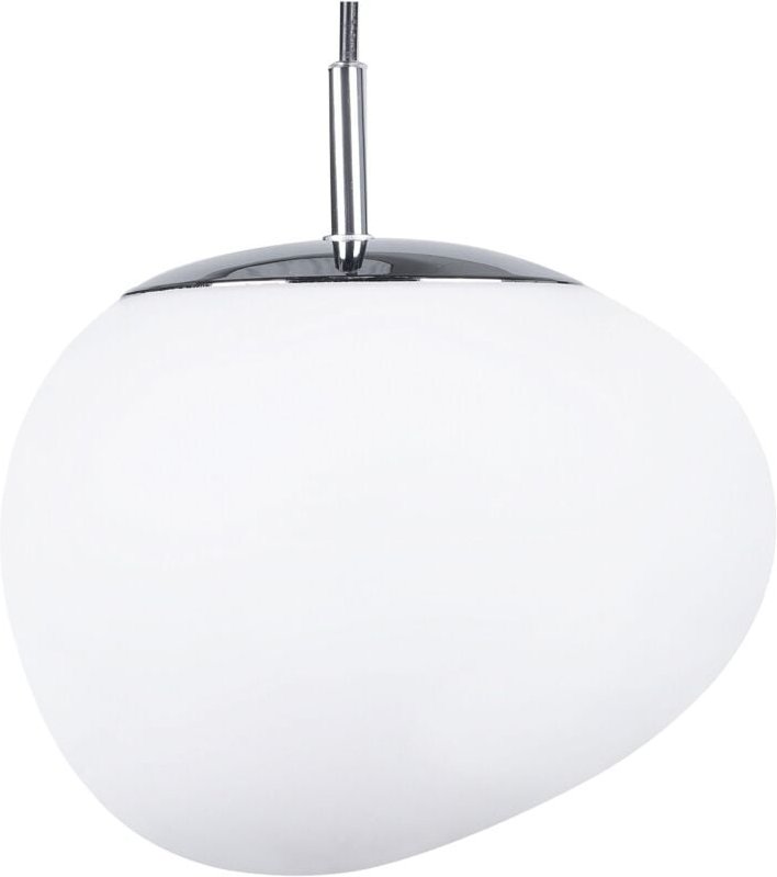 Beliani - Hängeleuchte Silber Metall Schirm aus Glas in Weiß Moderner Stil