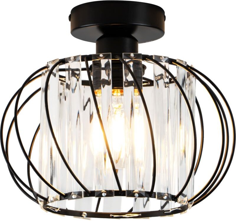 Deckenlampe Flur Deckenlecuhte Kristall: Vintage Flurlampe Deck Küchenlampe E27 mit Metall Rahmen Schwarz Modern Innen D...