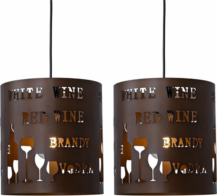 2er Set Pendel Leuchte Decken Hänge Lampe Dekor Muster Ess Wohn Zimmer Strahler Cappuccino