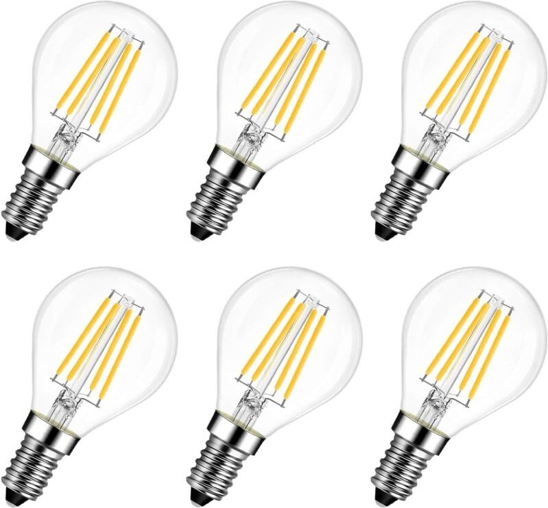4 W E14 LED-Glühbirne, entspricht 40 W Glühlampe, Retro-LED-Glühfaden, 2700 K Warmweiß, nicht dimmbar, 6er-Pack