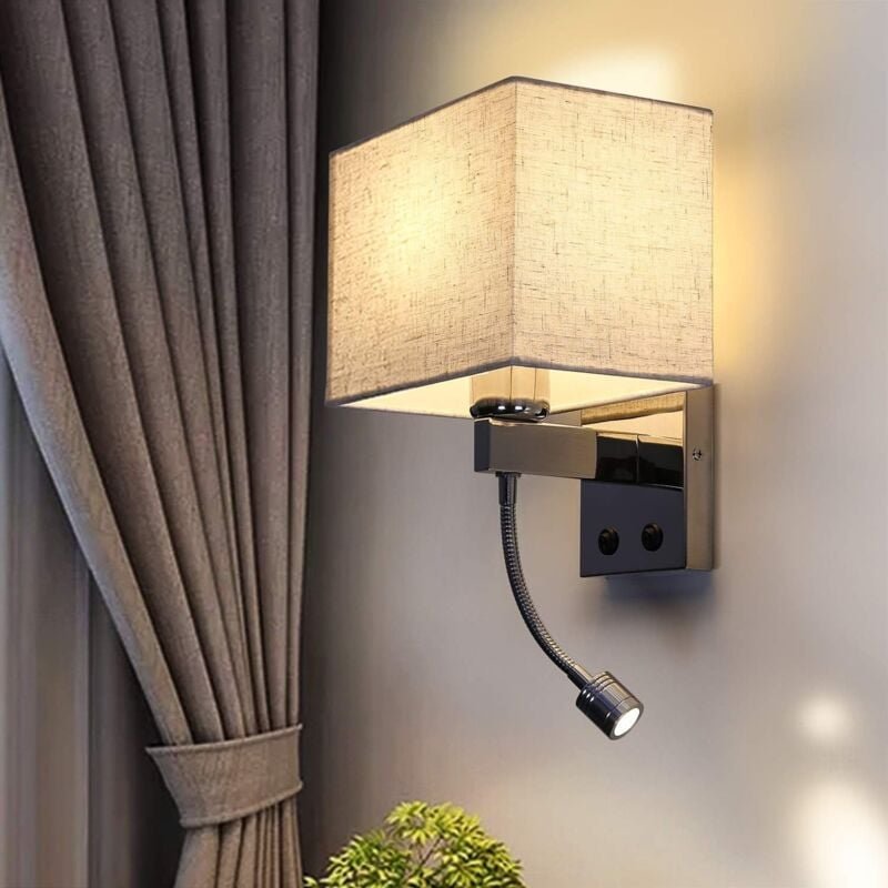 Wandleuchte Innen Wandlampe Schlafzimmer - Leselampe Bett E27 Bettlampe Wohnzimmer Modern Schlafzimmerlampe Stoffschirm ...