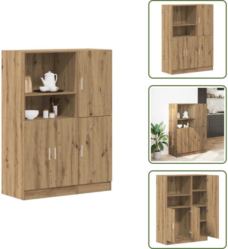 The Living Store 2-tlg. Küchenschrank-Set Artisan-Eiche Holzwerkstoff - Küchenmöbel