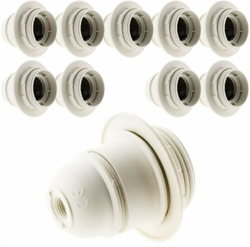 Packung mit 10 E27 thermoplastischen Einzelringfassungen, weiß