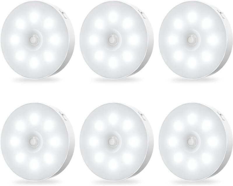 Schrankleuchten mit Bewegungsmelder – wiederaufladbar, selbstklebend, Sensor, LED-Nachtlichter mit konstanter Helligkeit...