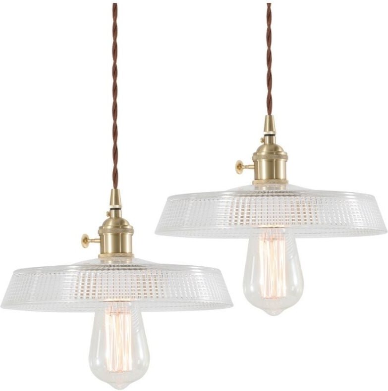 E27 Modern Pendelleuchte Metall Glas Hängeleuchte Innen Kronleuchter für Wohnzimmer Schlafzimmer Küche 2 Stücke