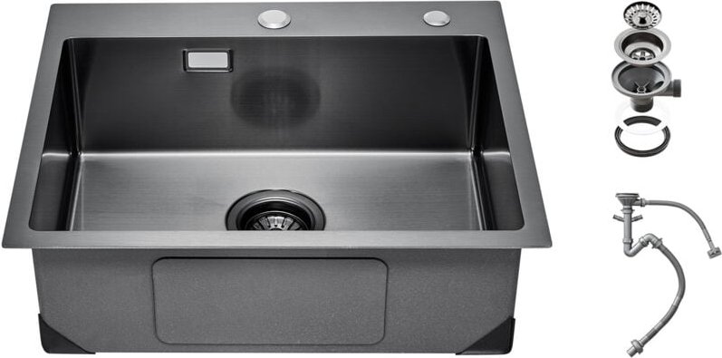 Mophorn - 55 cm Küchenspüle, Arbeitsstation, 304 Edelstahl-Spüle zur Montage auf der Oberseite. Ein Einbau-Einzelbecken ...