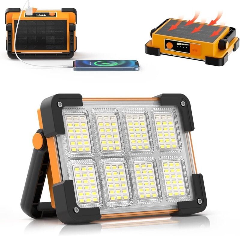 Thumbnail - Wiederaufladbares LED-Arbeitslicht, LED-Flutlicht mit USB-Anschluss, tragbarer Strahler mit 4 Modi, wasserdichte Sicherh...