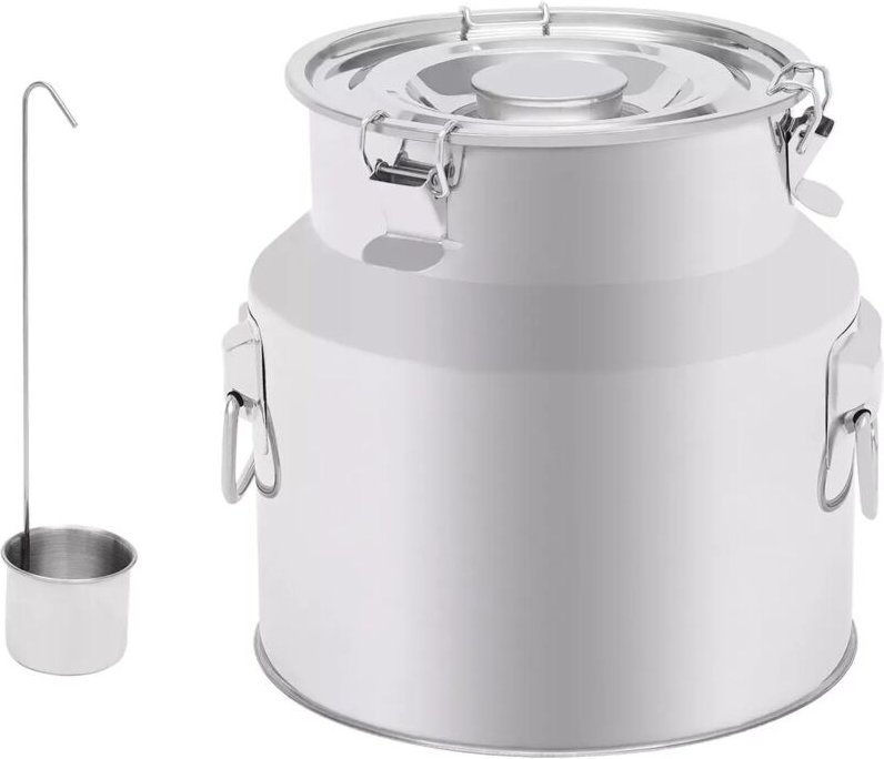 Milchkanne aus Edelstahl 22L Transportkanne Milchbehälter Milchkrug Getreidespender Silber