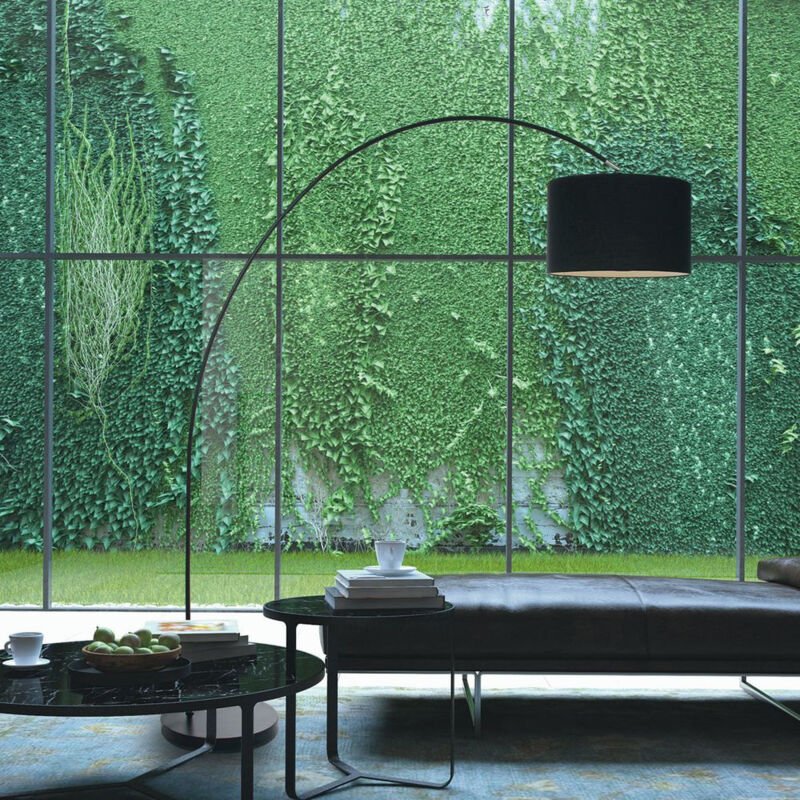 Sienna Solvac Arc Stehleuchte Schwarz Matt, Leinenstoff