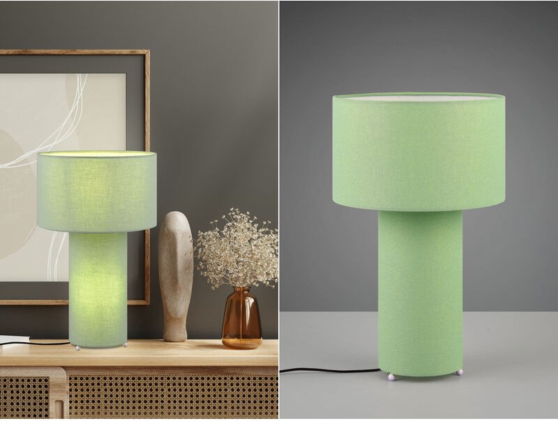 Trio Leuchten - Tischleuchte bale Korpus und Lampenschirm Stoff Pistaziengrün, Höhe 40cm