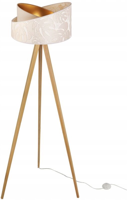 Stehlampe Stehend Stativ Holz Lampenschirm Muster