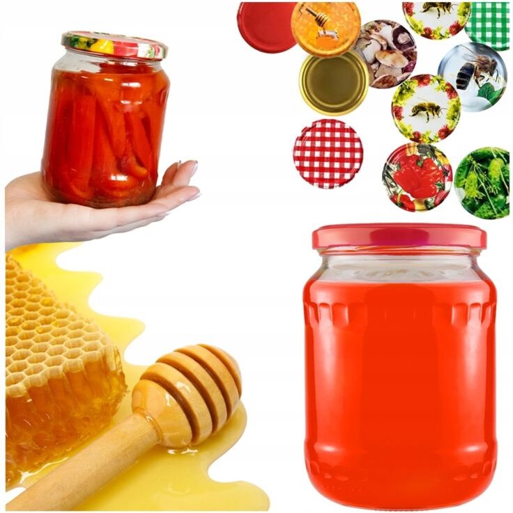 8 x 720 ml Glasgefäße für Marmelade, Honig, Konfitüre, Gurken, Pilze