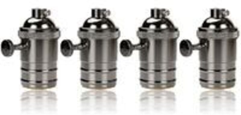 4 Stück Edison-Sockel, Vintage-E27-Lampenadapter mit Schalter, Retro-Vintage-Kronleuchter, kabellos, Schwarz