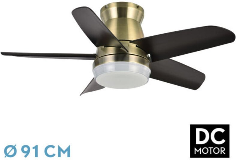 Abrila - Ventilator dc neutron Lederfarbe mit fünf Flügeln in schwarzer Farbe mit 6 einstellbaren Geschwindigkeiten mit ...