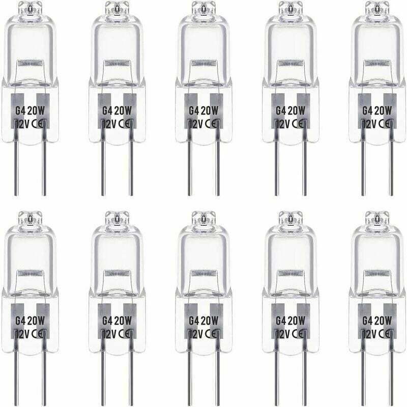 KZQ - Set mit 10 G4-Halogenlampen mit 12 v und 20 w. Diese Lampen strahlen 3000 k warmweißes Licht mit einer Helligkeit ...