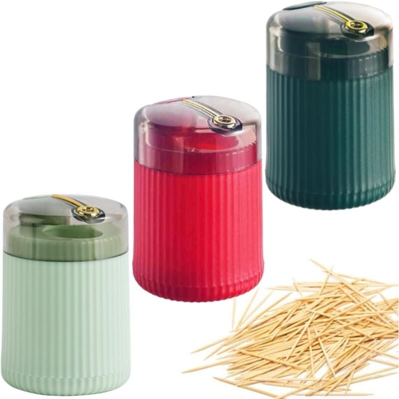 Set mit 3 automatischen Zahnstocherspendern mit Pop-Up-Funktion, lustiger Zahnstocherspender, automatischer Zahnstochers...