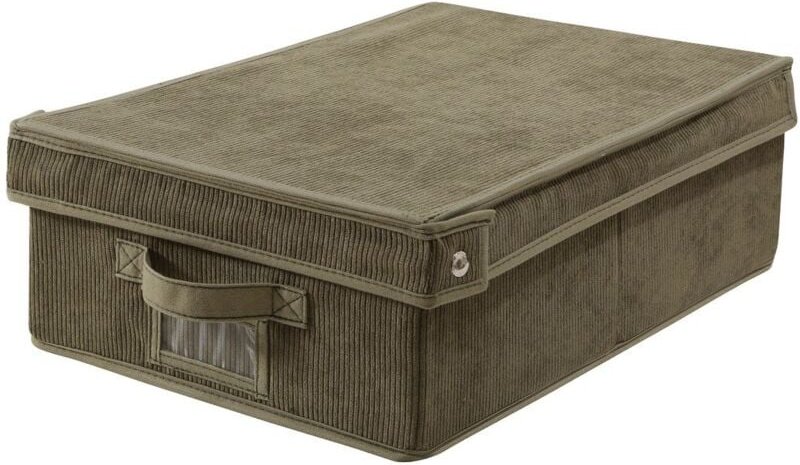 Aufbewahrungsbox mit Deckel aus Kordstoff in Khaki - L31,5 cm