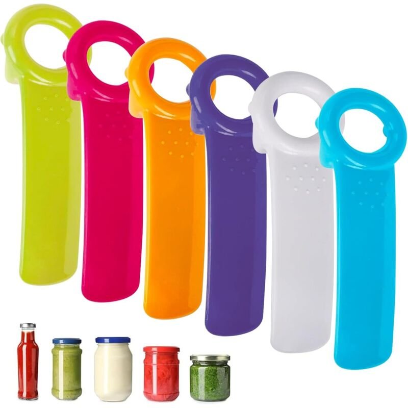 Ouvre-bocal en plastique, lot de 6 ouvre-verres manuels, ouvre-verres en plastique, ouvre-bouteilles, ouvre-bocaux à vis...
