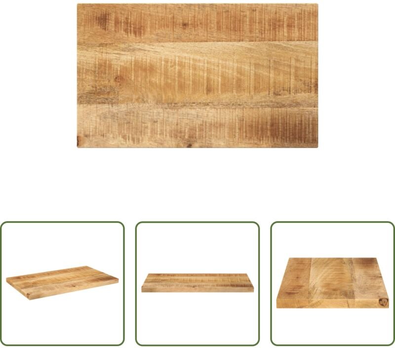 Mangoholz - Tischplatte 40x20x2,5 cm Rechteckig Raues Massivholz Mango