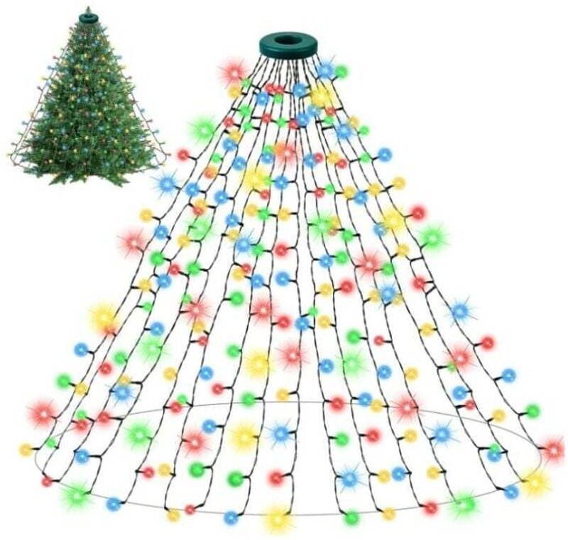 1 x mehrfarbige 2 m x 16 Reihen/400 LEDs Weihnachtsbaum-Lichterkette, 2 m x 16 Reihen/400 LEDs Weihnachtsbaum-Lichterket...