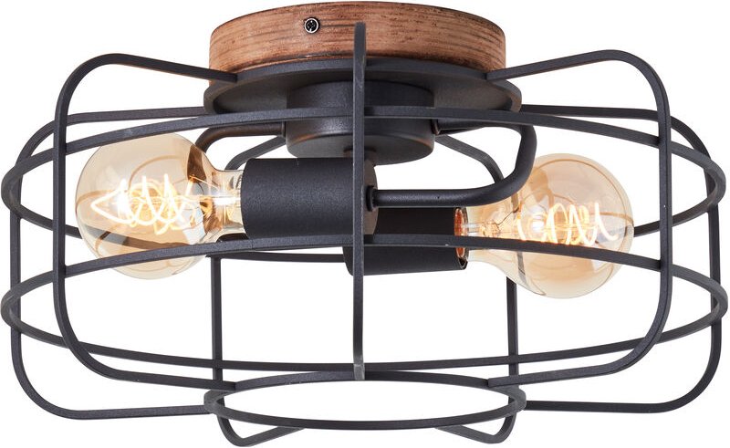 Brilliant - Lampe Gwen Deckenleuchte 40cm antik holz/schwarz korund Metall/Bambus braun 2x A60, E27, 40 w