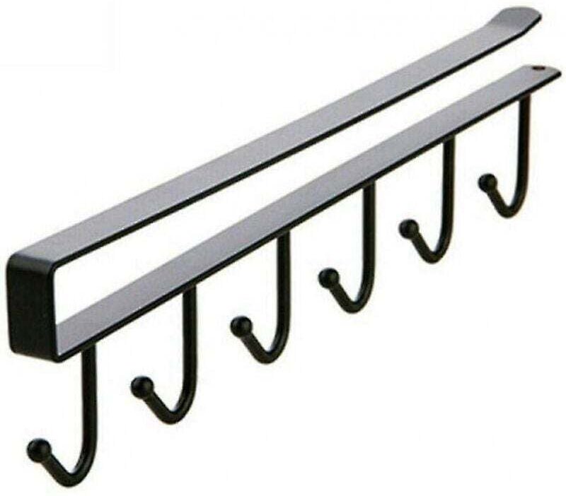 Teetassenhalter mit 6 Haken zur Befestigung unter dem Regal, Hängeorganizer für Handtücher, Tassen und Küchenutensilien.