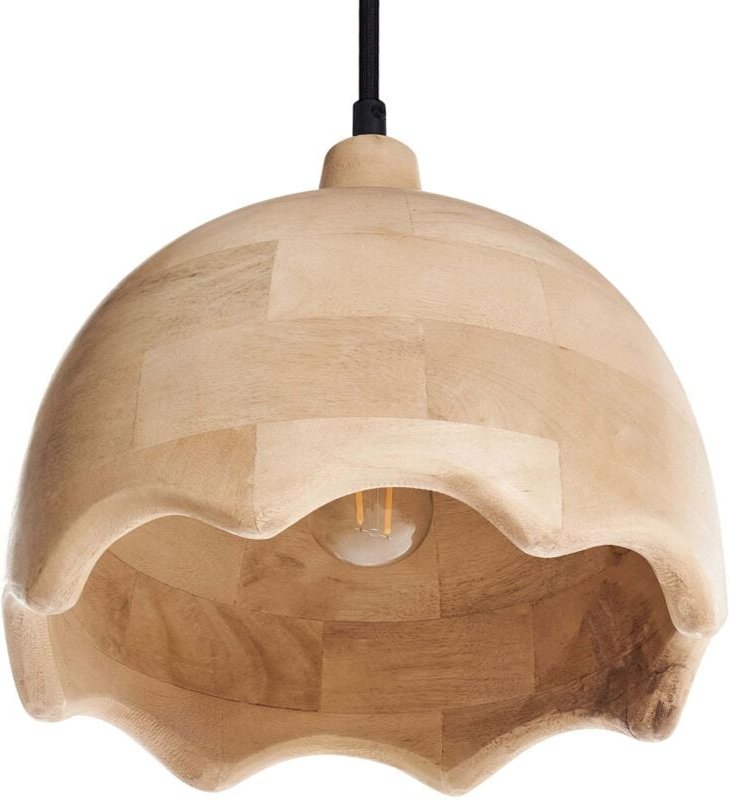 Hängelampe Hellbraun aus Holz Rundes Design Modern Boho Stil Hängeleuchte Pendelleuchte Esszimmerlampe Esstischlampe Woh...