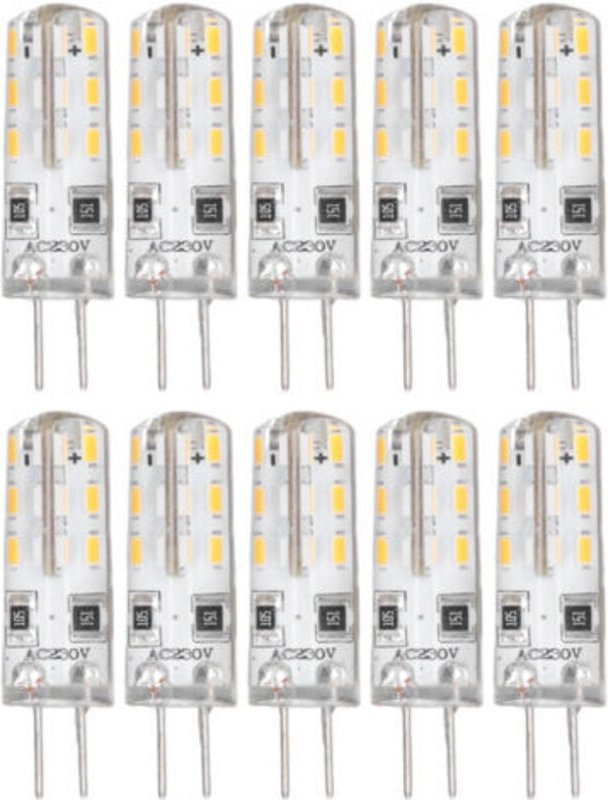 10 Stück G4 LED-Lampen, Zweistiftsockel, Silikonfassung, warmweiß 3000 K, 1,5 W, 220 V Wechselstrom, 110 lm, Gartenbeleu...
