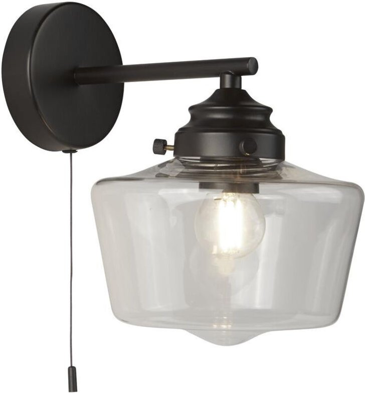 School House 1 Light Wandleuchte, Schwarz, Opalglas IP44 - Searchlight