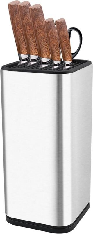 Leerer Küchenmesserblock – Küchenmesserhalter aus Edelstahl für mehr als 8 Messer – Großer Küchenmesser-Organizer – Küch...