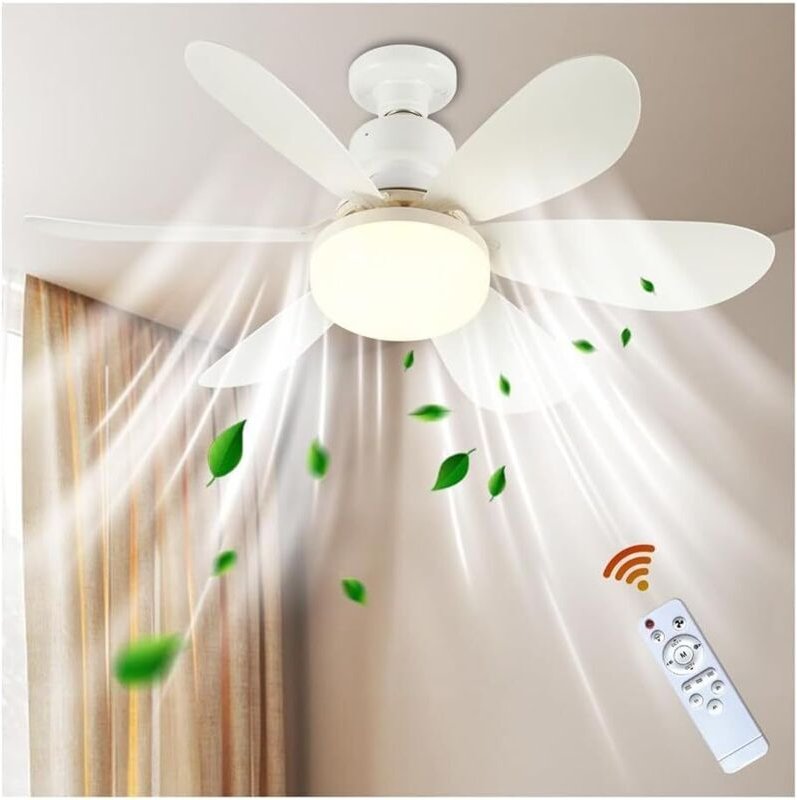 LED-Deckenventilator für Schlafzimmer, E27-Fassung, dimmbar, mit Licht und Fernbedienung, für moderne Küchen, zum Einsch...