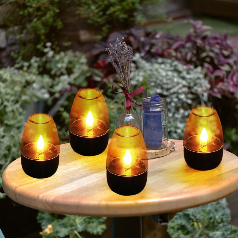 Thumbnail - Led Solar Tischleuchte Solardeko Garten Dekolicht Wetterfest, Terrasse Akku IP44 Edelstahl grau klar, led warmweiß, DxH ...