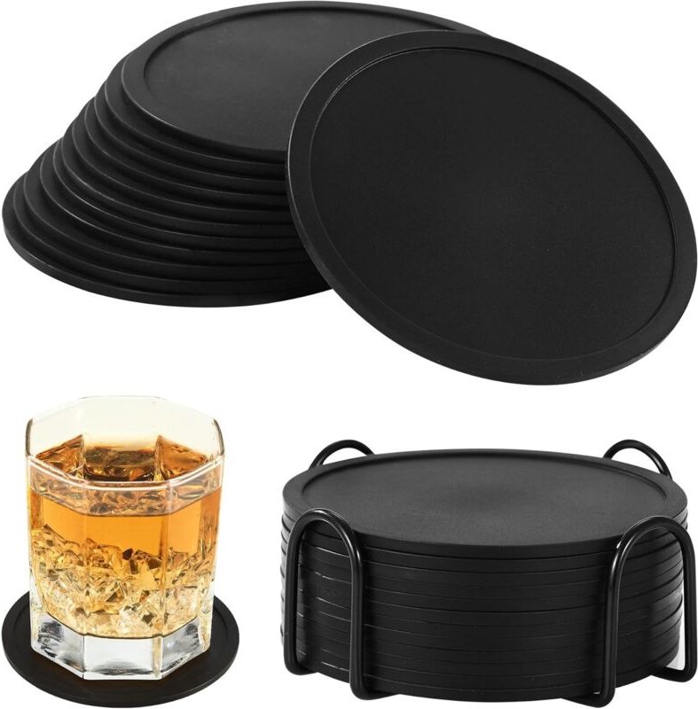 Set mit 12 runden, rutschfesten Silikonuntersetzern mit Tablett für alle Arten von Tassen in Cafés, Bars, zu Hause und a...