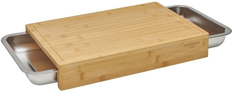 Schneidebrett aus bambus 41 x 28,5 cm + 2 schubladen aus edelstahl - Nogent 3 Etoiles - 09951g