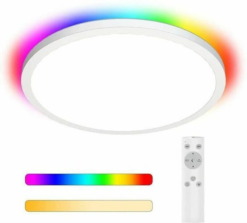 Dimmbare LED-Deckenleuchte, 24 W, 2200 lm, runde Deckenleuchte mit Fernbedienung, einstellbare Farbtemperatur und Hellig...