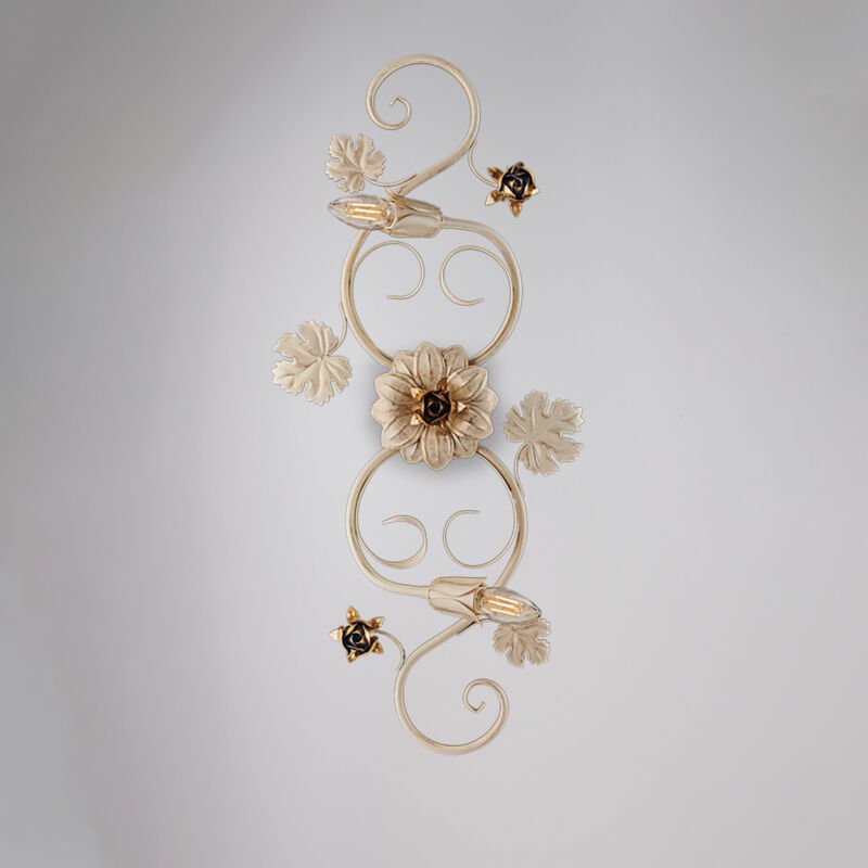 Bonetti Illumina - Deckenlampe aus Eisen-Elfenbein mit Roségold-Decape zwei Lichter 73x2x h17 cm