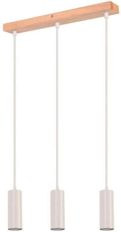 Pendelleuchte 3 Flammig Esszimmerlampe Holz - Weiß Hängelampe Esstisch Vintage GU10 Pendellampe Rustikal Küche Flurlampe...